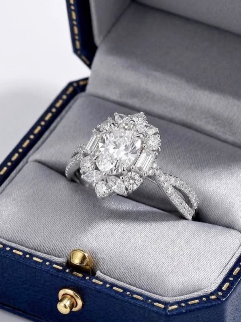 3 Carat Round Cut Moissanite Ring in 925 Sterling Silver | GRA Certified Diamond